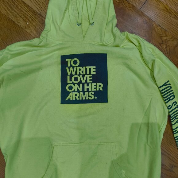 TWLOHA- neon yellow hoodie- Hope is Real. Help Is Real, Your Story is Important - Picture 2 of 9